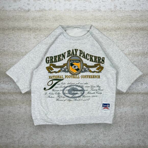Nutmeg Other - Vintage 90s Packers Sweatshirt Mens M Light Grey Cotton Nutmeg USA Cut Sleeves